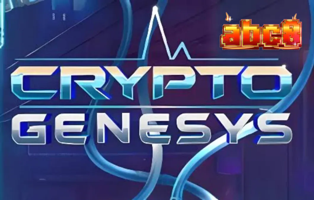 Isang neon-lit na cyberpunk na disenyo ng slot game na Crypto Genesys.